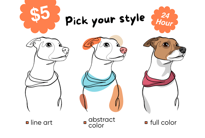 draw line art of your pet illustration in 24 hours