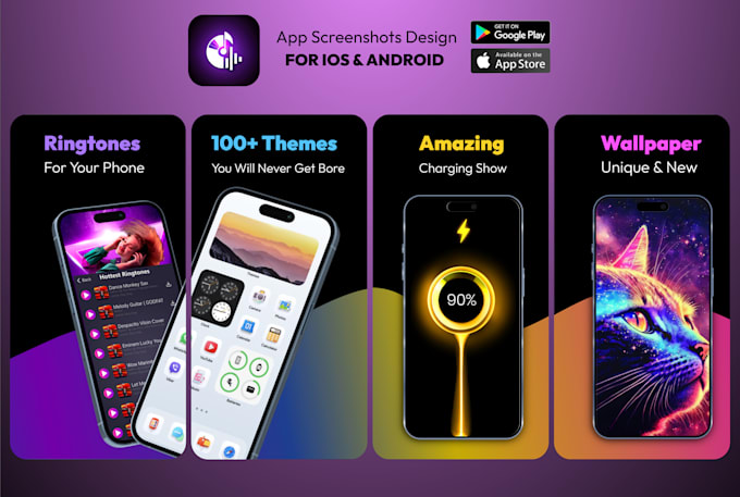 design professional screenshots for play store and app store