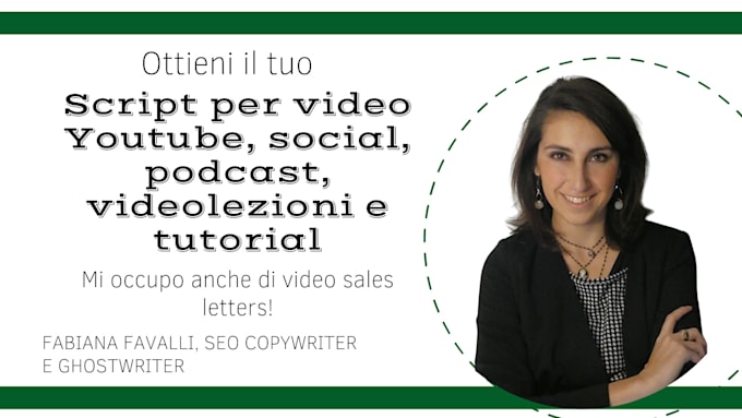 craft engaging script writing for video, podcast, speech, courses in italian