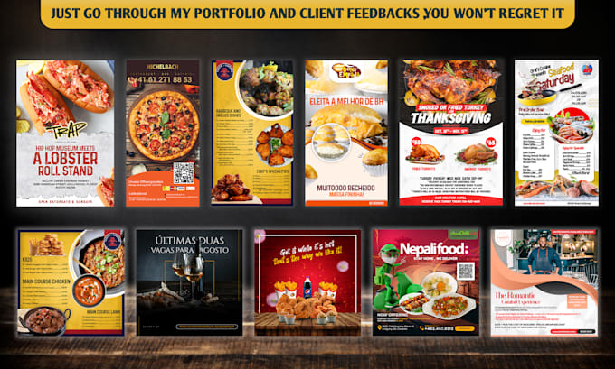 do modern restaurant food menu, food flyer or instagram ads