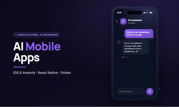 build ai mobile app, ai chatbot and ai app with flutter react native