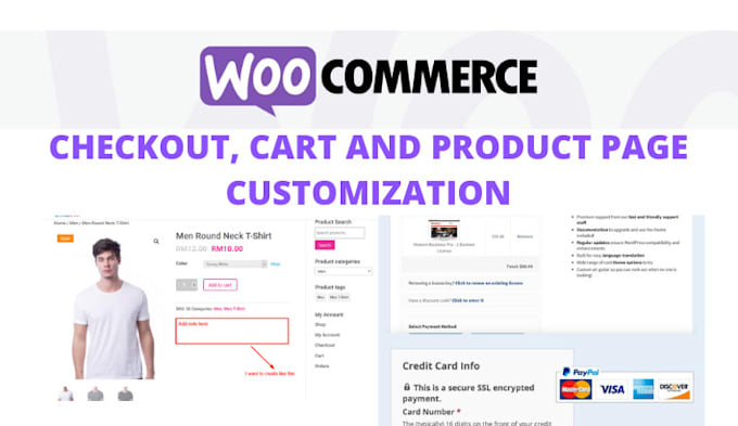 customize woocommerce checkout, cart and single product page