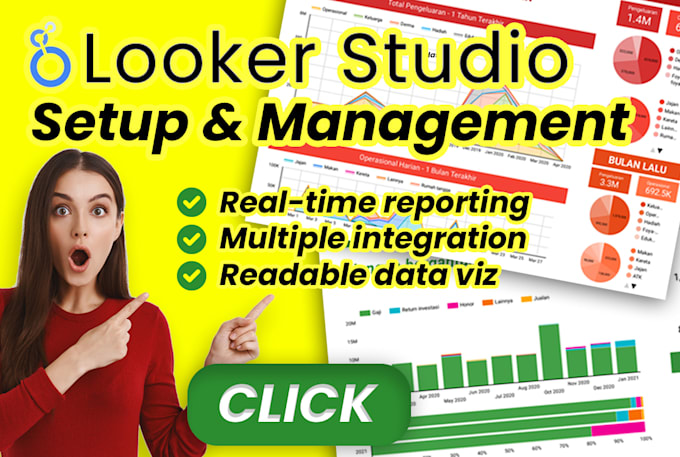 setup dashboard google data looker studio with eye appealing data visualization
