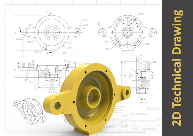 do technical drawing, line drawing, or manufacturing ready 2d drawing