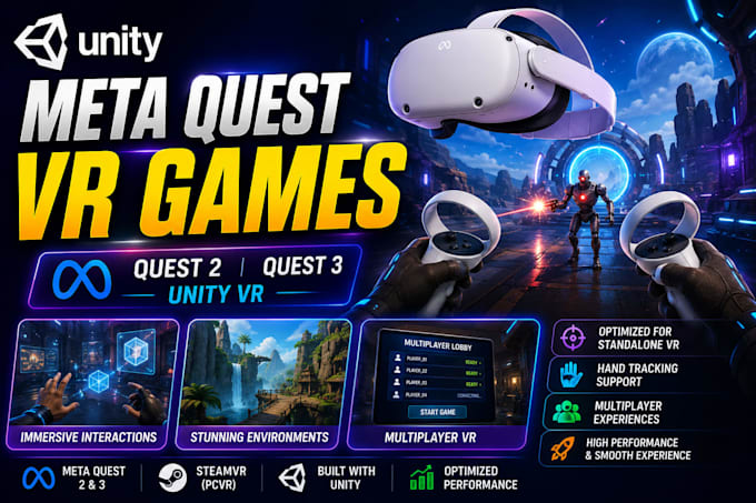develop VR games for meta quest 2, quest 3 and unity VR