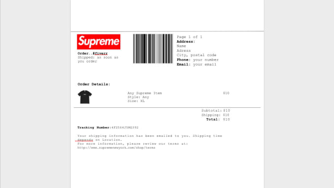 Supreme box outlet logo receipt