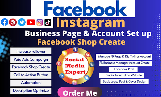 create a facebook and instagram business page, post, cover
