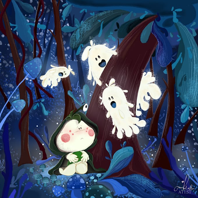make children books illustrations , character design , stickers