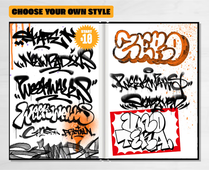 create graffiti throwups and tagging with spray brush effect