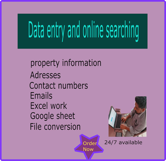 do data entry and online searching services