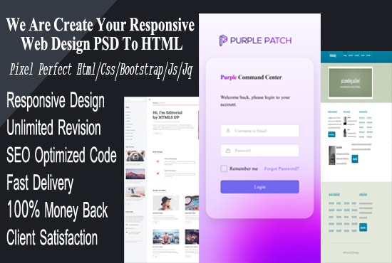 convert psd to html css javascript bootstrap responsive website design