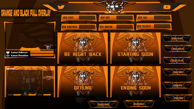 design professional animated overlay for twitch or youtube