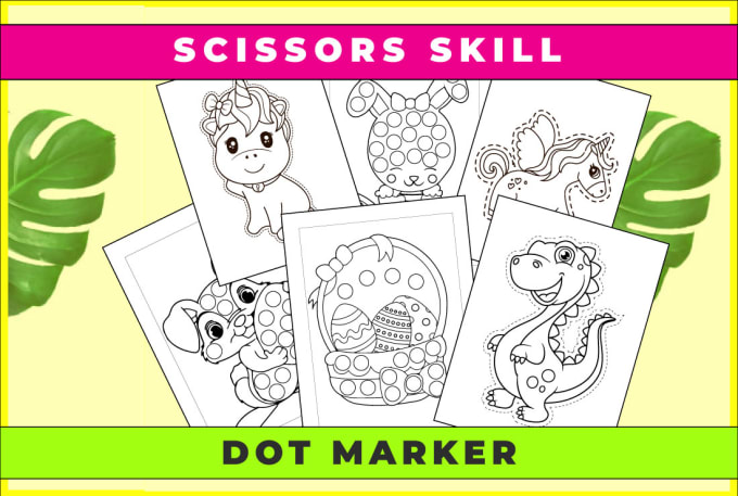Make dot marker scissors skill coloring book pages by Sakibhxs