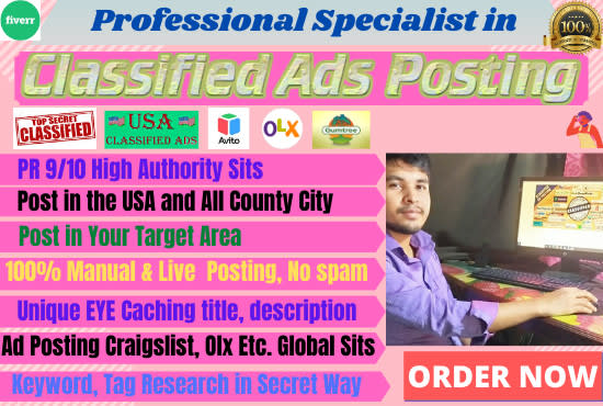 I will do high PR free classified ad posting,classified ads, flyer distribution