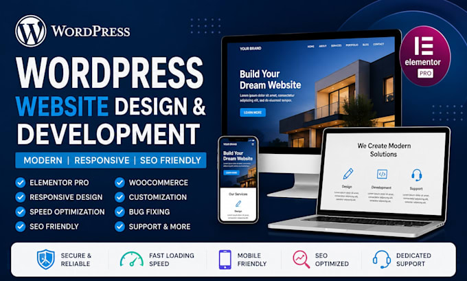 design, customize, and develop a modern wordpress website