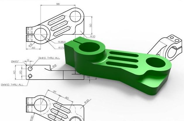 2d and 3d drawing for mechanical components
