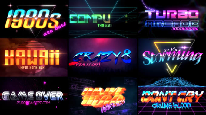 Create a 80s vhs retro vintage intro animation video of your text, logo ...