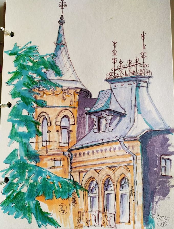 draw illustration, landscape inks
