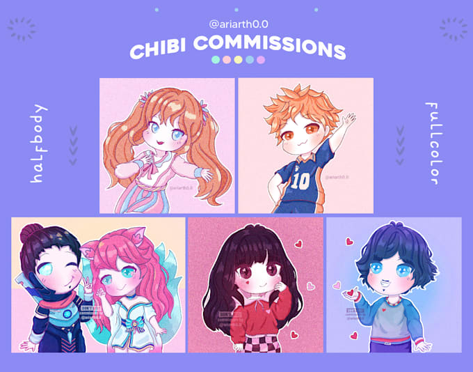 draw cute halfbody chibi character for you