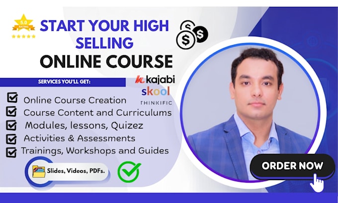 develop online elearning course content, lesson plan and curriculum
