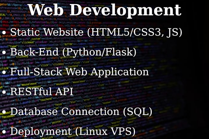 develop a web application, database, api