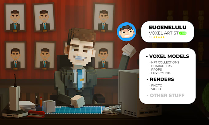 make a voxel characters for nft, the sandbox, etc