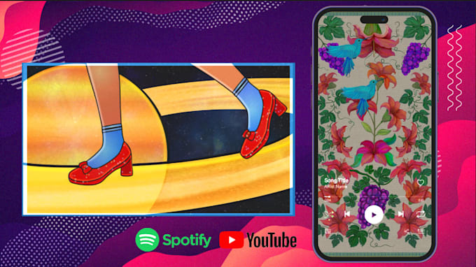 create unique animate artwork for youtube and spotify