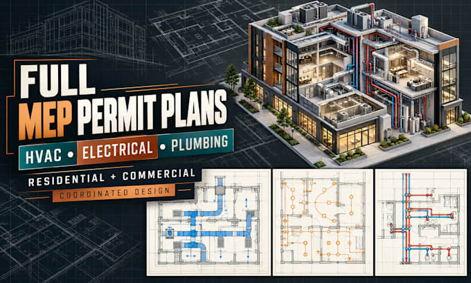 draw residential commercial mep hvac plumbing electrical permit plans
