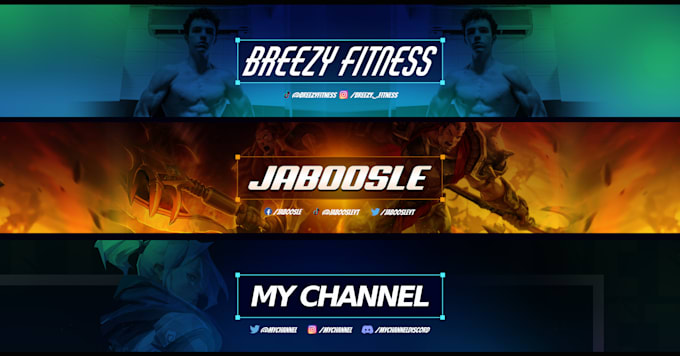 make epic gaming or fitness channel art for youtube