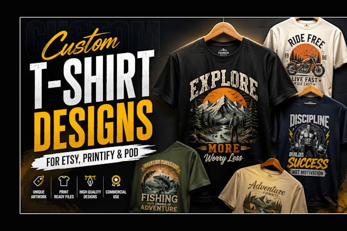design custom t shirt designs for etsy, printify and pod