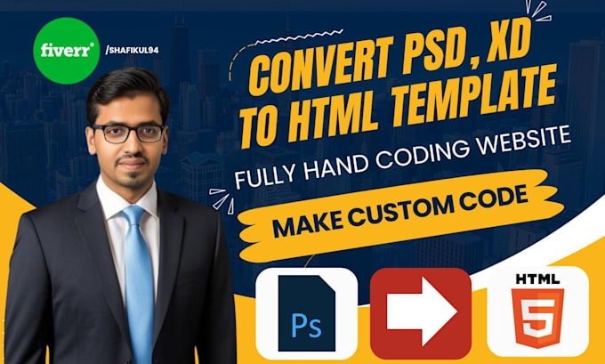 convert PSD, xd, figma, sketch to HTML with responsive