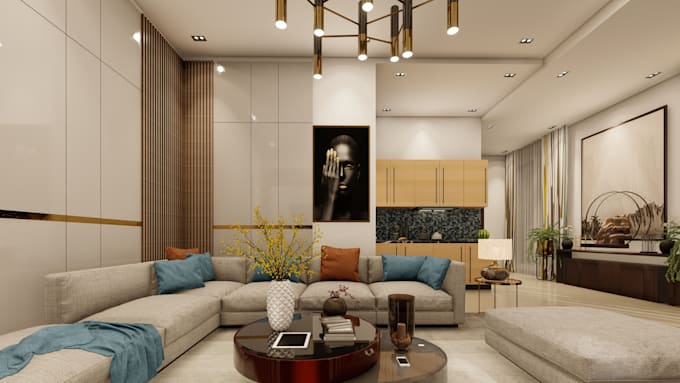 model and render interior space