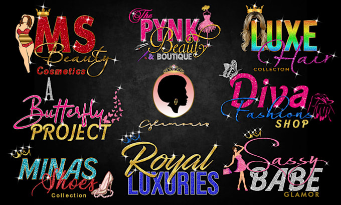 Design modern feminine glitter beauty logo by Naeema_farooq23 | Fiverr