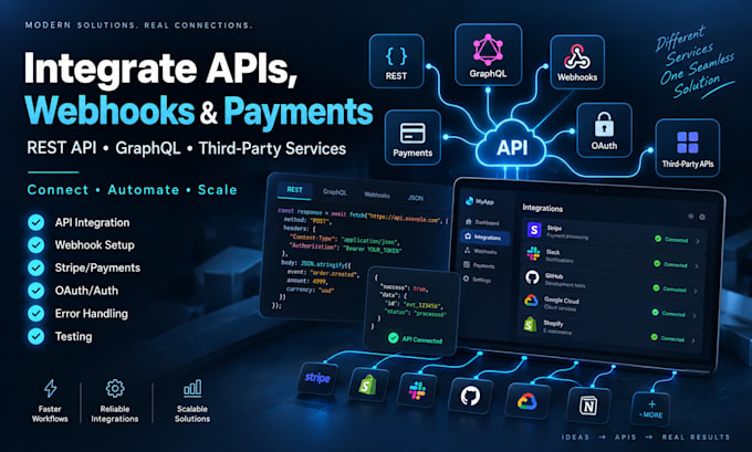 integrate rest apis third party apis webhooks or payment services