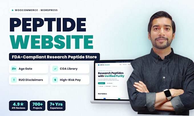 build fda compliant peptide website, woocommerce peptide store, research peptide