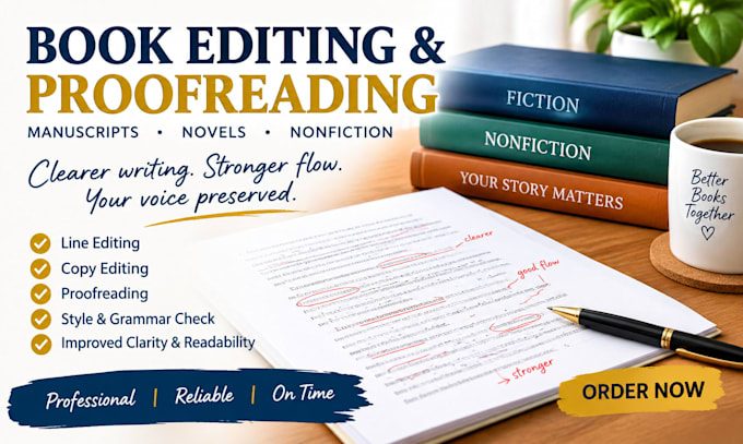 line edit, copy edit and proofread your book, novel, or manuscript