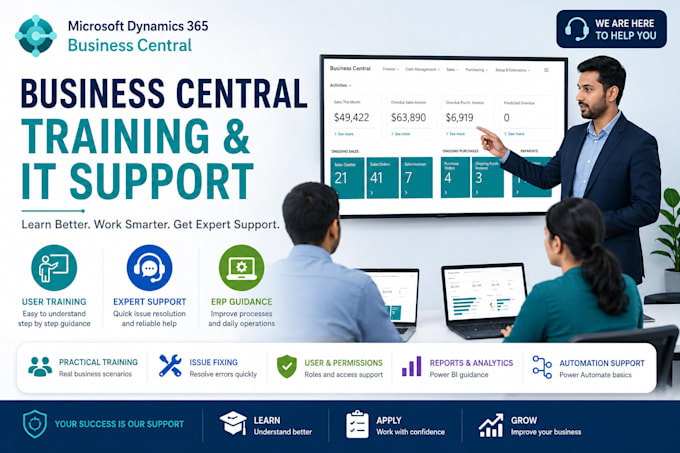 provide business central training and erp support