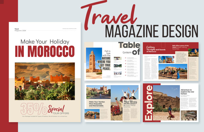 design creative travel brochure or travel magazine