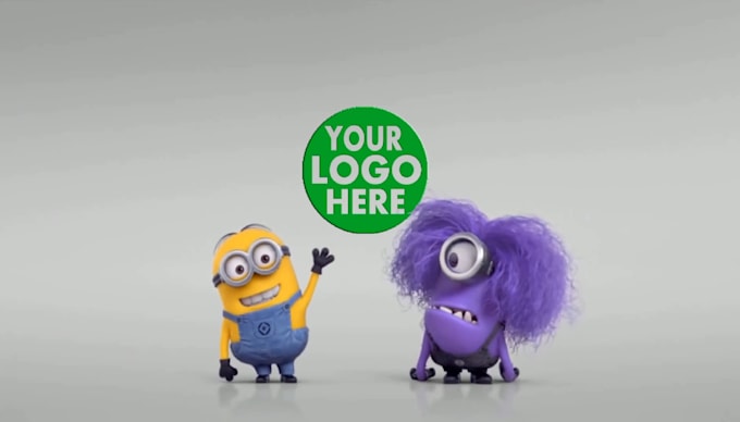 add logo and text funny minion video promo