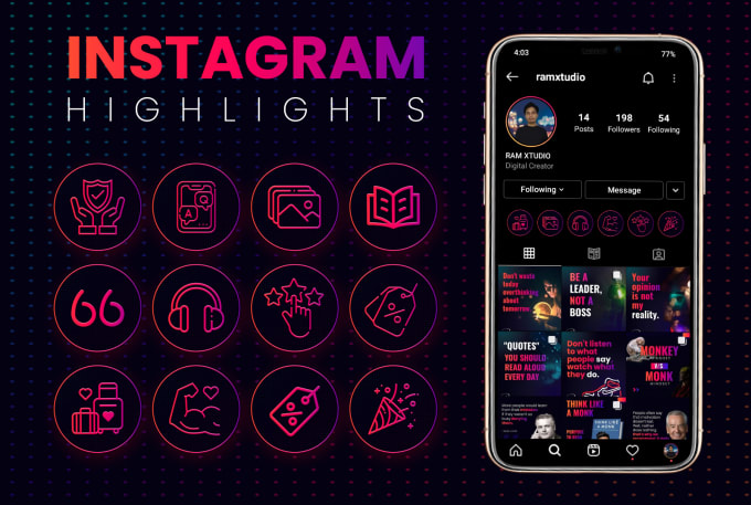 Design instagram highlight story icons by Nextofram | Fiverr