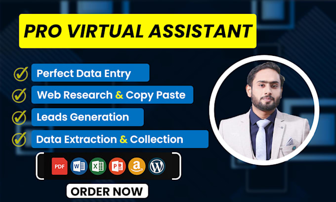 be a virtual assistant VA for data entry, market research, and  data scraping