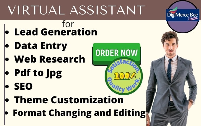 I will be your virtual assistant for data entry web research and b2b lead generation