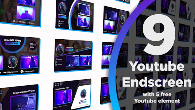 create 9 youtube endscreen animation for you