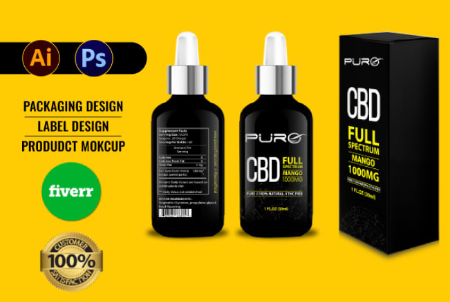 design unique product packaging and product label with 3d mockup