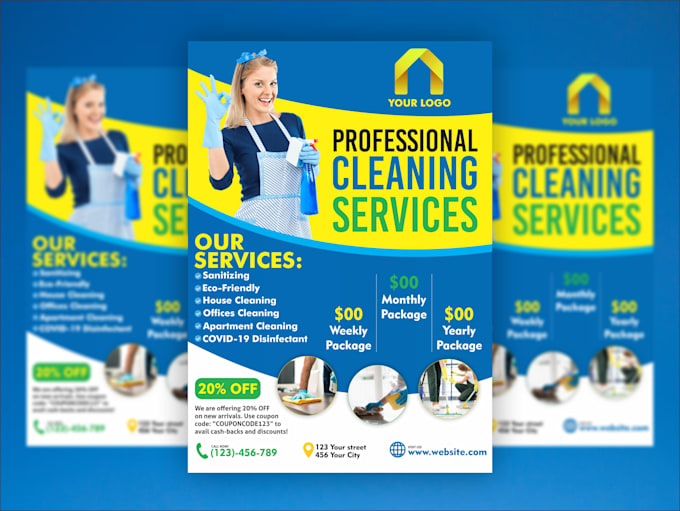 design professional cleaning service flyer, brochure or rack card
