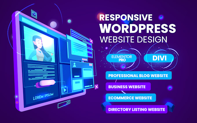 create responsive professional wordpress website design or blog site