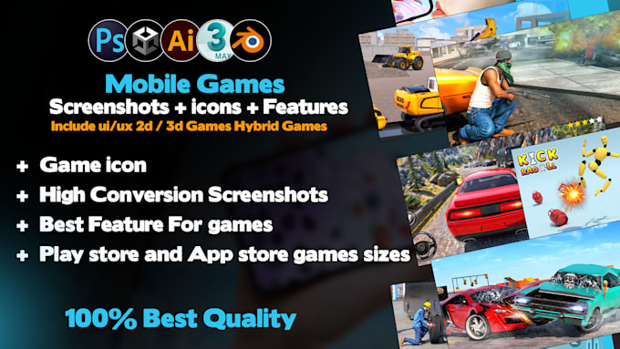 design professional mobile game screenshots and icons