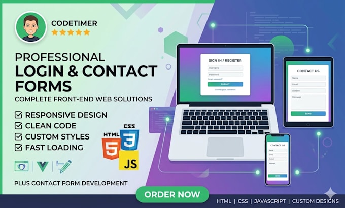 design and build responsive web forms with HTML CSS PHP and validation