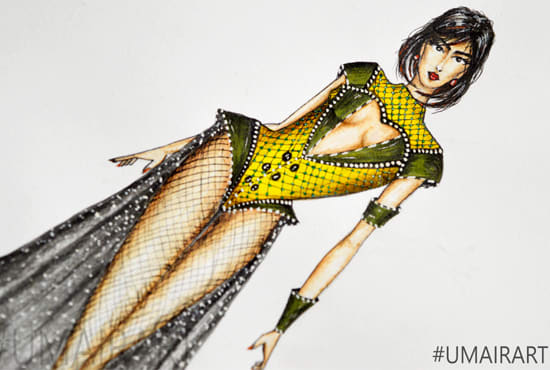 Draw fashion illustration for you in my unique style by Umair_art | Fiverr