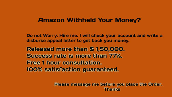 appeal the funds withheld on amazon